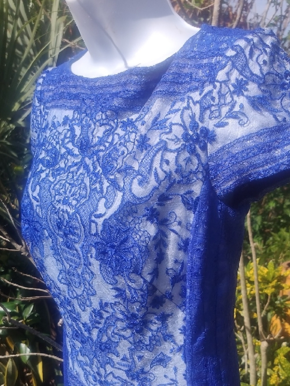 Tadashi Shoji Blue Lace Sheath Dress - Elegant Women's Dress Size 2 - Picture 2 of 13